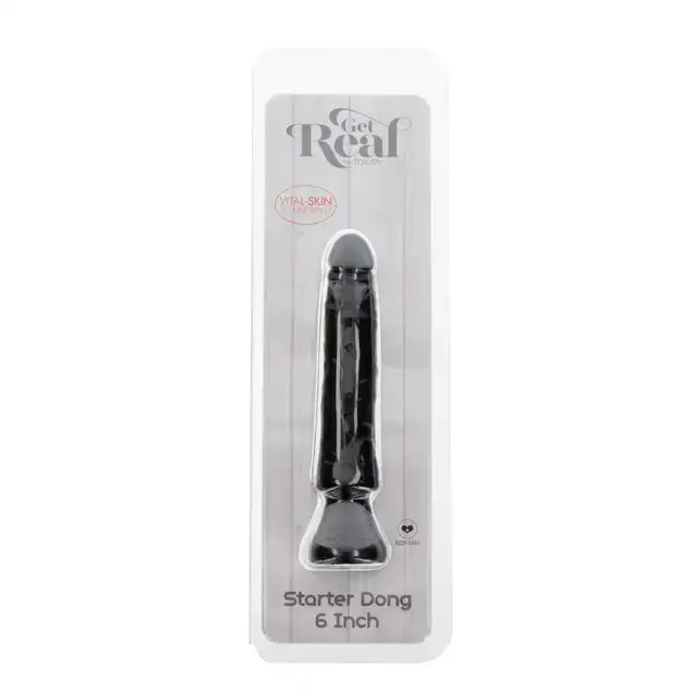 ToyJoy - Starter Dong 6 Inch . Czarne realistyczne dildo 16cm  z wygodną przyssawką z wysokiej jakości TPE