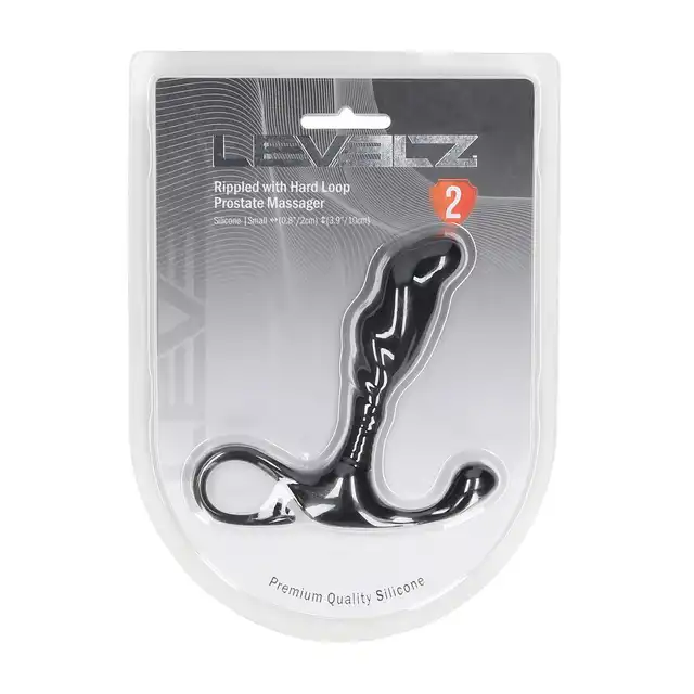 Levelz - Rippled with Hard Loop Silicone Prostate Massager S. Silikonowy masażer prostaty ze stymulacją krocza bez wibracji