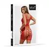 Softline - Bodystocking Dress 3029 O/S Red - Czerwona siateczkowa sukienka ze zmysłowymi wycięciami. 