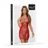 Softline - Bodystocking Dress 3029 O/S Red - Czerwona siateczkowa sukienka ze zmysłowymi wycięciami. 