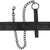 Intense - Fetish Collar. Elegancka, klasyczna czarna obroża z wegańskiej skóry i smyczą. 