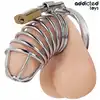 Addicted Toys Locked - Iron Cell Metal Penis Cage S - Metalowa klatka na penisa z kłódką w rozmiarze S. Wytrzymała stalowa konstrukcja zapewniająca pewne dopasowanie i pełną kontrolę.