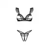 Obsessive - Carrola 2-Pcs Crotchless Set L/XL - 2-częściowy otwarty komplet z uroczymi falbankami w kropki.