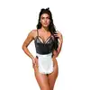 Softline - Body and Hairband 110918 Black S/M. Seksowny kostium pokojówki wetlook z opaską na włosy w kolorze czarnym.