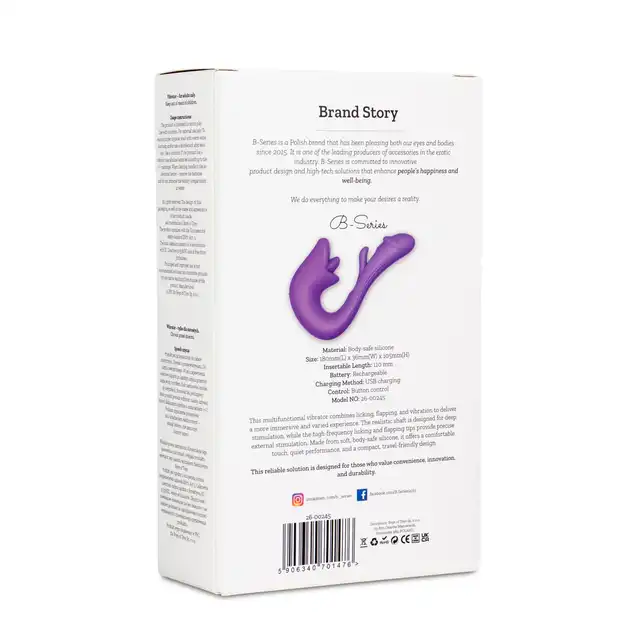 BSeries Tongue Flap Dual Vibe – Zaawansowany wibrator do punktu G i łechtaczki z zaciskającymi ustami.