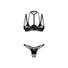 Obsessive - Rolleya 2-Pcs Crotchless Set L/XL - 2-częściowy komplet o niesamowicie oryginalnym i otwartym kroju. Siateczka i imitacja latexu w jednym.