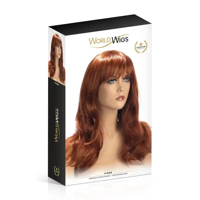 World Wigs - Fiona ruda długa perka. Falowane włosy z grzywką. 