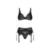 Obsessive - Deina More 3 Pcs Set L/XL - Zestaw 3-częściowy łączący koronkę z półtransparentną siateczką. Klasyczne wydanie w nowej odsłonie.