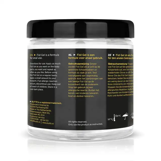 Buttr – Transparent Fisting Gel Non-Sticky 500 ml. Gęsty, transparentny lubrykant do fistingu o formule bez lepkości. Czysty poślizg