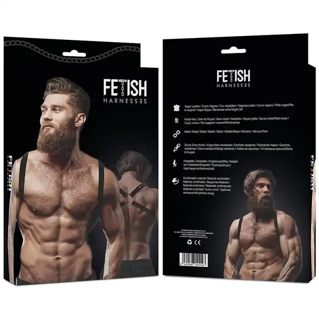 Fetish Submissive Attitude - Harness 2.0 Męska uprząż z pasków w kolorze czarnym, doskonała estetyka fetish i clubwear