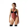 Obsessive - Parisel Teddy L/XL - Czarno-bordowe body z chokerem i odkrytymi pośladkami. Niepowtarzalny i nowoczesny model. 