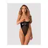 Obsessive - Rolleya Crotchless Teddy L/XL - Body z otwartymi, usztywnianymi miseczkami i otwartym krokiem z pięknym wykończeniem imitującym skórę.
