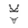 Obsessive - Carrola 2-Pcs Crotchless Set L/XL - 2-częściowy otwarty komplet z uroczymi falbankami w kropki.
