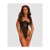 Obsessive - Rolleya Crotchless Teddy L/XL - Body z otwartymi, usztywnianymi miseczkami i otwartym krokiem z pięknym wykończeniem imitującym skórę.