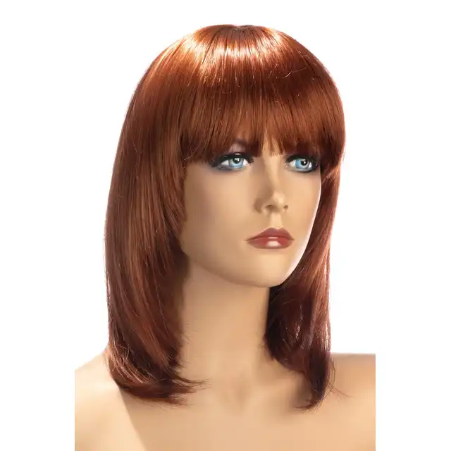 World Wigs - Salome ruda peruka. Średniej długości proste włosy z grzywką.