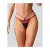 Obsessive - Parisel Mini Panties S/M - Figi podkreślające atuty. Głęboki burgund, transparentny mesh i paseczki, które efektownie podkreślają biodra.