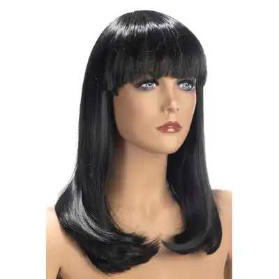 World Wigs - Emma ciemno brązowa peruka. Średniej długości proste włosy z grzywką.
