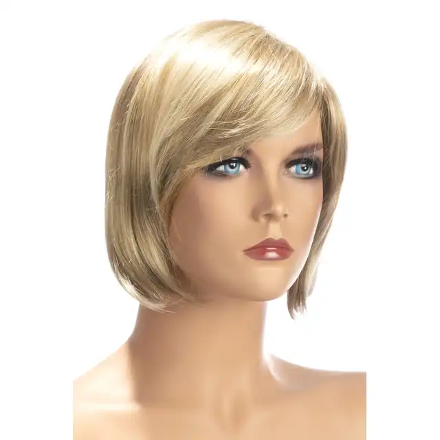 World Wigs - Berangere blond peruka z pasemkami. Średniej długości proste włosy z grzywką.