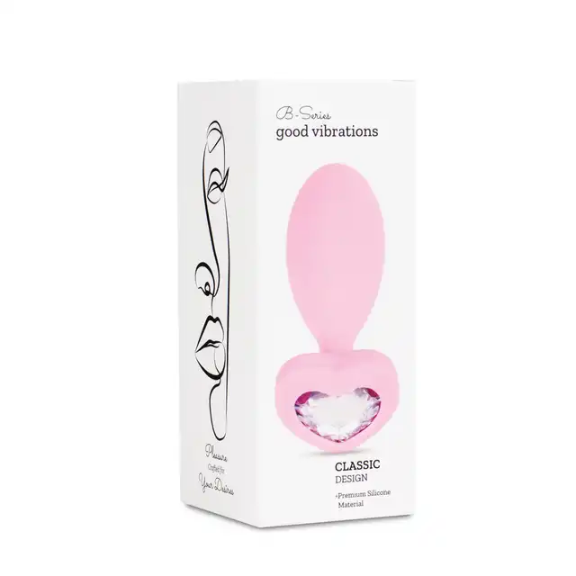 BSeries Silicone Anal Plug with Heart Crystal Base - Gładki silikonowy korek z efektownym kryształem w kształcie serca – klasyczna forma w eleganckim wydaniu.