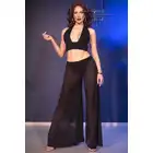 Chilirose - CR 4857 Top+Pants Set Black M - 3-częściowy transparentny komplet. Szerokie nogawki, top wiązany na wiele sposobów.