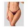 Obsessive - Parisel Crotchless Thong S/M - Zmysłowe stringi typu crotchless, które łączą głęboki bordowy kolor z kontrastującymi czarnymi detalami.