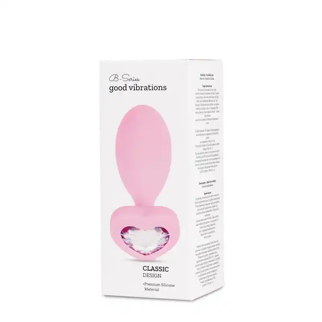 BSeries Silicone Anal Plug with Heart Crystal Base - Gładki silikonowy korek z efektownym kryształem w kształcie serca – klasyczna forma w eleganckim wydaniu.