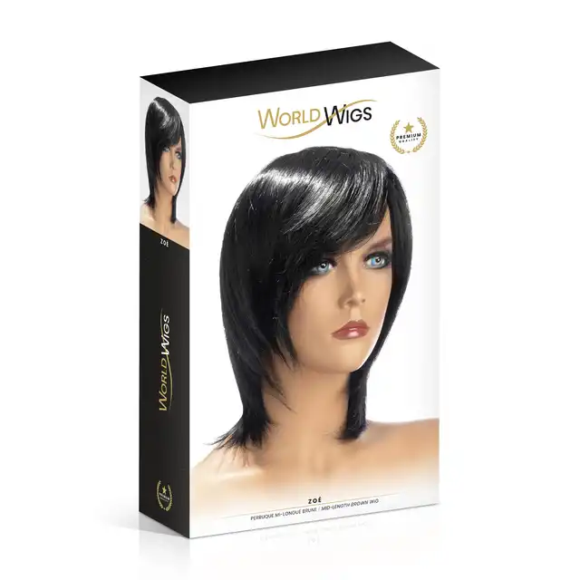 World Wigs - Berangere ciemno brązowa peruka. Średniej długości proste włosy z grzywką.