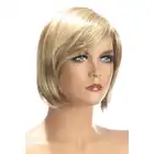 World Wigs - Berangere blond peruka z pasemkami. Średniej długości proste włosy z grzywką.