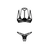 Obsessive - Rolleya 2-Pcs Crotchless Set L/XL - 2-częściowy komplet o niesamowicie oryginalnym i otwartym kroju. Siateczka i imitacja latexu w jednym.