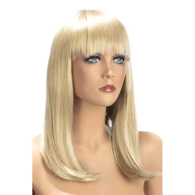 World Wigs - Emma blond peruka z pasemkami. Średniej długości proste włosy z grzywką.