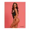 Obsessive - Rolleya Crotchless Teddy L/XL - Body z otwartymi, usztywnianymi miseczkami i otwartym krokiem z pięknym wykończeniem imitującym skórę.