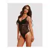 Obsessive - Deina More Teddy L/XL - Klasyczne, koronkowe body z pięknie wyeksponowanymi plecami.