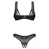 Obsessive - Deina More 2-Pcs Crotchless Set L/XL - Klasyczny komplet z delikatną koronką i otwartym krojem w lekkim, zmysłowym wydaniu.