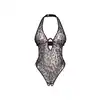 Obsessive - Addia Crotchless Teddy S/M - Otwarte body usztywniane fiszbinami w ultraseksowny wzór w panterkę.