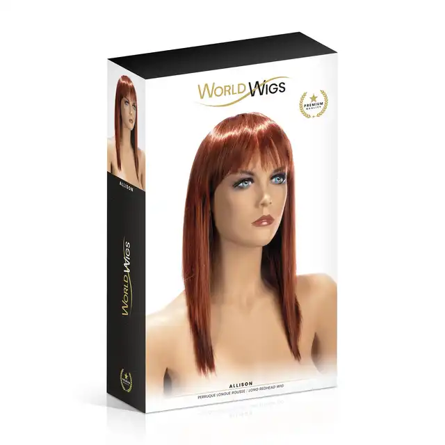 World Wigs - Allison ruda peruka. Długie proste włosy z grzywką. 