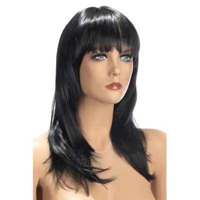 World Wigs - Kate ciemno brązowa peruka. Długie proste włosy z grzywką. 