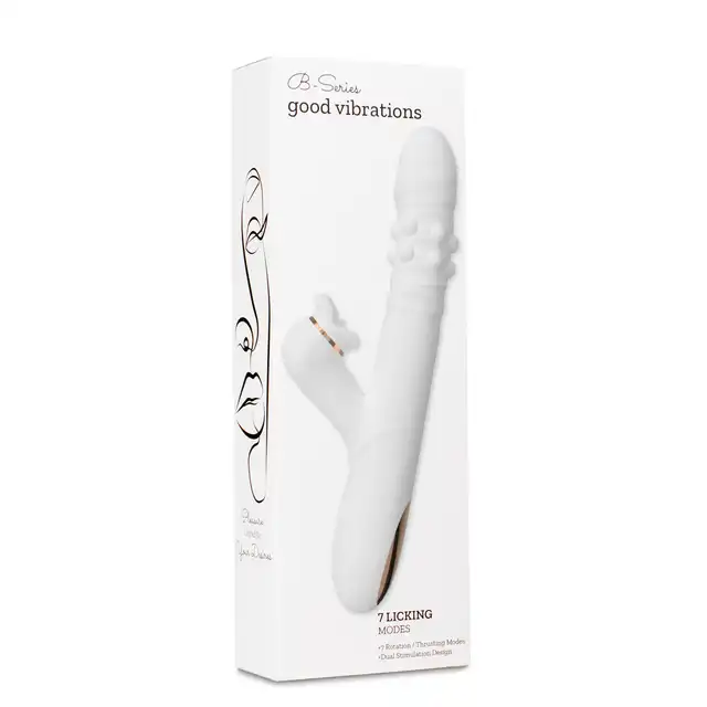 BSeries Dual Motion Licking Vibe - Innowacyjny wibrator rotacyjny ze stymulacją łechtaczki w kształcie ust z ruchomym języczkiem.