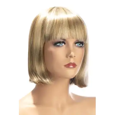 World Wigs - Sophie blond peruka z pasemkami. Krótkiej długości proste włosy z grzywką.