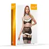Softline - Sexy Housemaid 110902 Black S/M. Seksowny kostium pokojówki z pasem do pończoch, stringami i chokerem w kolorze czarnym.