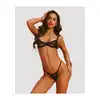 Obsessive - Rolleya 2-Pcs Set L/XL - 2-częściowy komplet z imitacją latexu i prześwitującymi elementami. Konstrukcja z fiszbinami efektywnie podkreślająca biust.