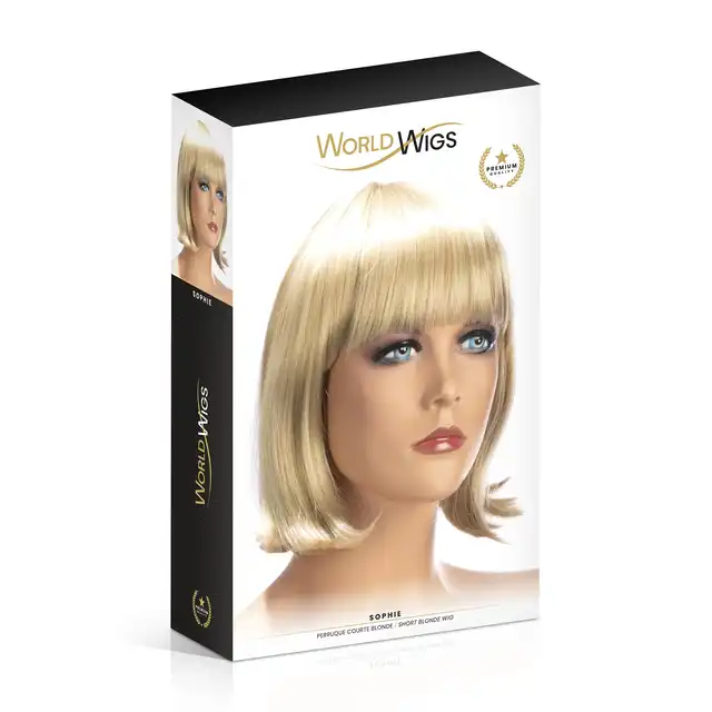 World Wigs - Sophie blond peruka. Krótkiej długości proste włosy z grzywką.
