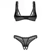 Obsessive - Deina More 2-Pcs Crotchless Set L/XL - Klasyczny komplet z delikatną koronką i otwartym krojem w lekkim, zmysłowym wydaniu.