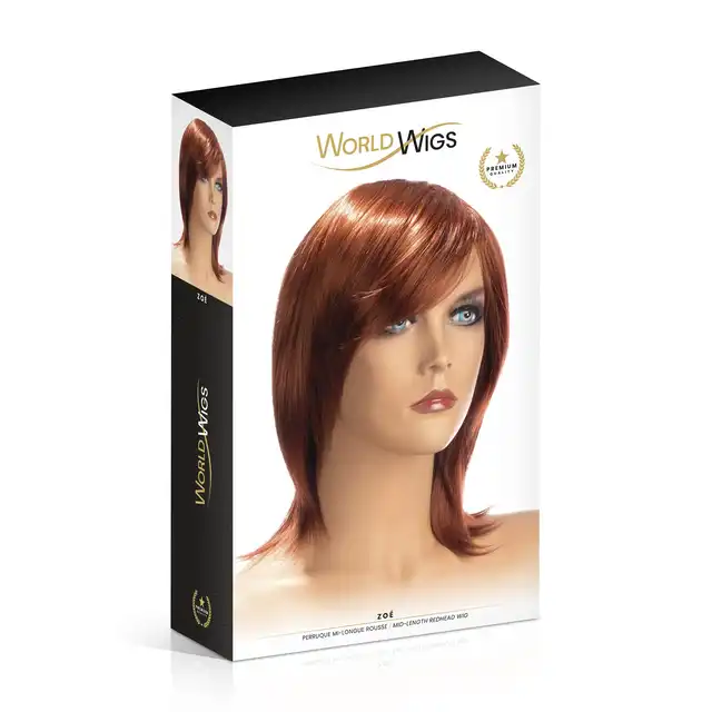 World Wigs - Zoe ruda peruka. Średniej długości proste włosy z grzywką.