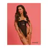 Obsessive - Rolleya Crotchless Teddy L/XL - Body z otwartymi, usztywnianymi miseczkami i otwartym krokiem z pięknym wykończeniem imitującym skórę.