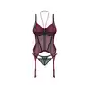 Obsessive - Parisel Corset L/XL - Wyjątkowy czarno-bordowy gorset o dopasowanym fasonie. Model z fiszbinami.