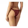 Obsessive - Parisel Mini Panties S/M - Figi podkreślające atuty. Głęboki burgund, transparentny mesh i paseczki, które efektownie podkreślają biodra.