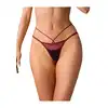 Obsessive - Parisel Mini Panties S/M - Figi podkreślające atuty. Głęboki burgund, transparentny mesh i paseczki, które efektownie podkreślają biodra.