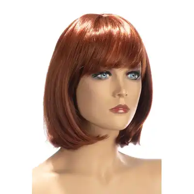 World Wigs - Camila ruda peruka. Średniej długości proste włosy z grzywką.
