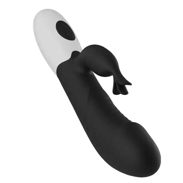 Pretty Love - Rasmussen Black Edition - Czarny wibrator do punktu G i z króliczkiem z intensywnymi wibracjami.