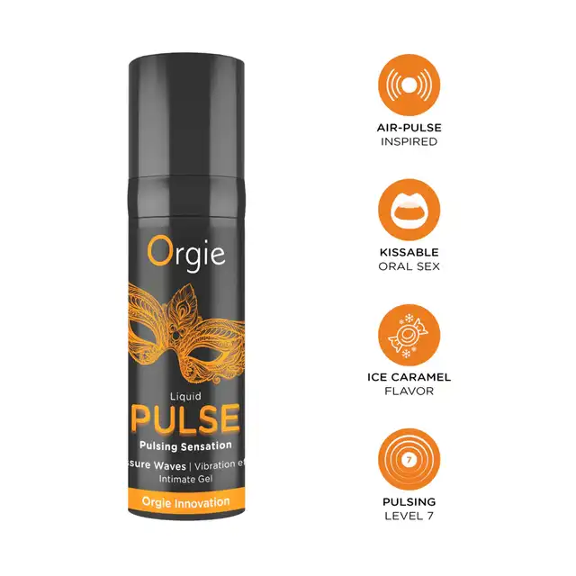 Orgie - Liquid Pulse Pulsing Sensation 15 ml - Stymulujący żel inspirowany technologią air-pulsing o smaku karmelu z chłodzącym akcentem.